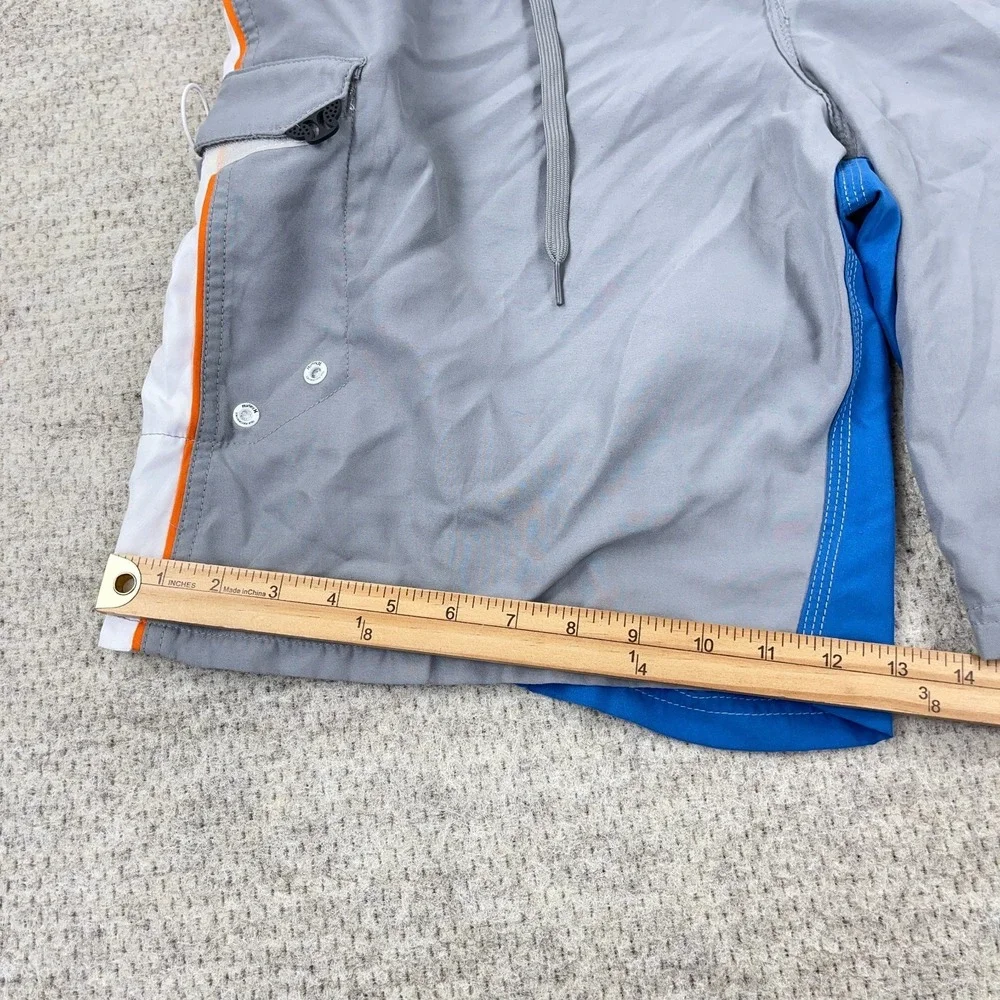 Hurley Swim Trunks Men 38 XL Gray Blue Bored Shorts Surfing‎ Spellout Adult